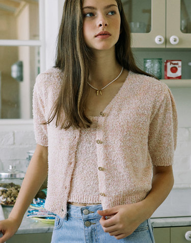 Candy Color Knit Cardigan - Pink