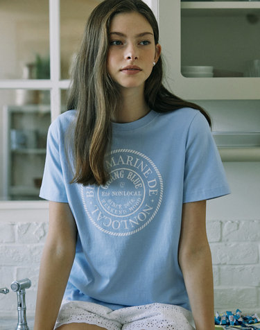 Marine Rope Print T-shirt - Sky Blue