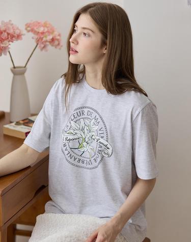Lily Print T-shirt - Light Grey