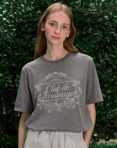 Rosy Garden Print T-shirt - Charcoal