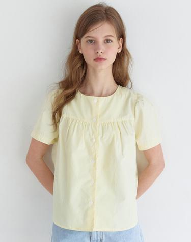 Julia Shirring Blouse - Lemon Yellow
