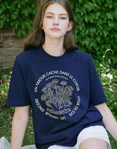Marguerite Print T-shirt - Navy