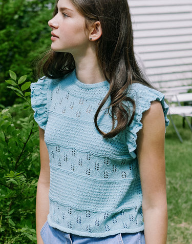 Leaf Skashi Ruffle Sleeve Knit - Mint