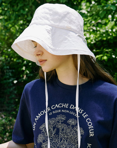 Linen Ribbon Bucket Hat - Off White