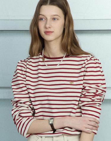 Stripe Puff Long Sleeve - Wine