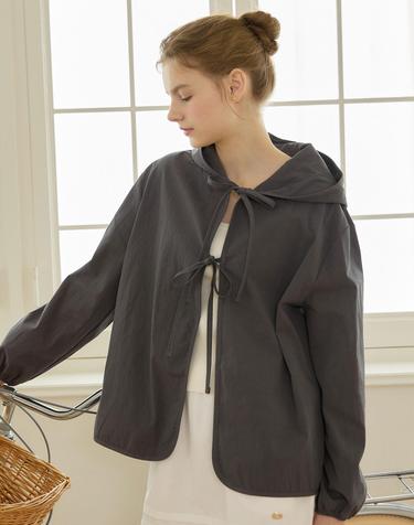 Double Ribbon Hoodie jacket - Charcoal