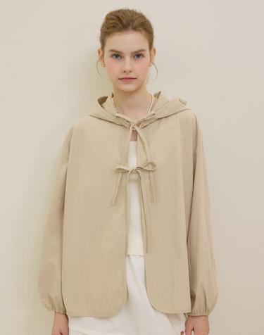 Double Ribbon Hoodie jacket - Beige