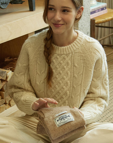 Mixed Cable Shetland Wool Knit - Cream