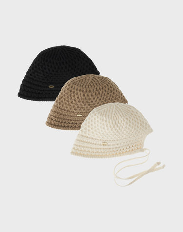 Crochet Strap Bonnet Hat - 3Color