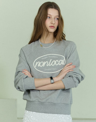 String Craft Applique Sweatshirt - Melange Grey