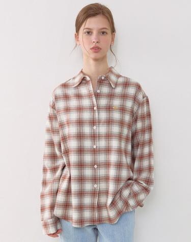 Oversize Napping Checked Shirt - Orange Brown