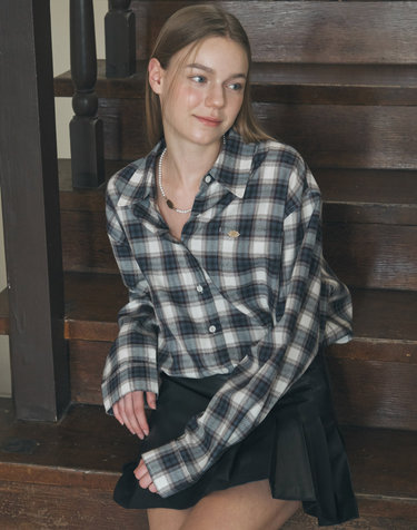 Oversize Checked Shirt - Burgundy Navy