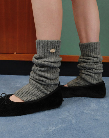 Soft Wool Knit Leg Warmer - Grey