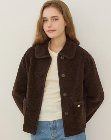 Teddy Short Boucle Jacket - Brown