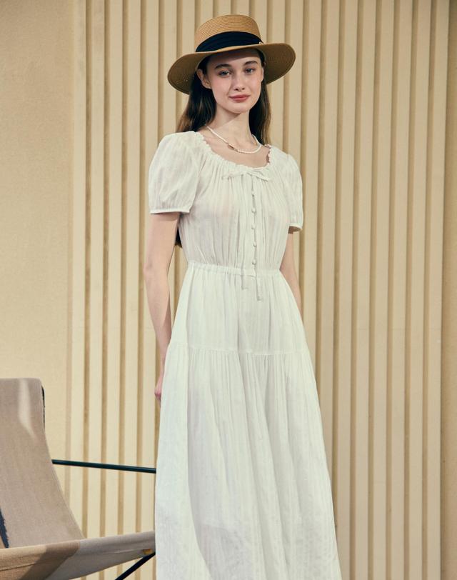 논로컬 Gold Label Point Rattan Boater Hat - Beige 착용컷