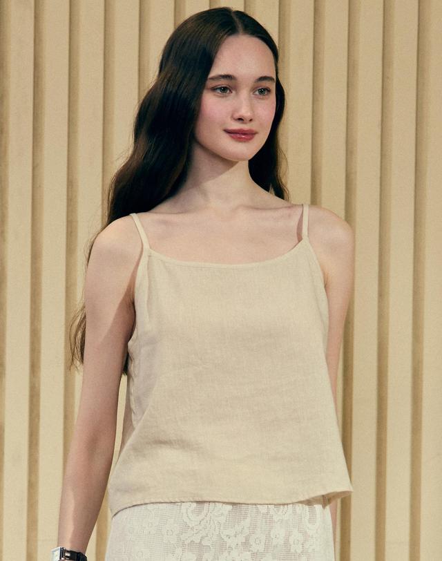 논로컬 Linen Basic Sleeveless - Light Beige 착용컷