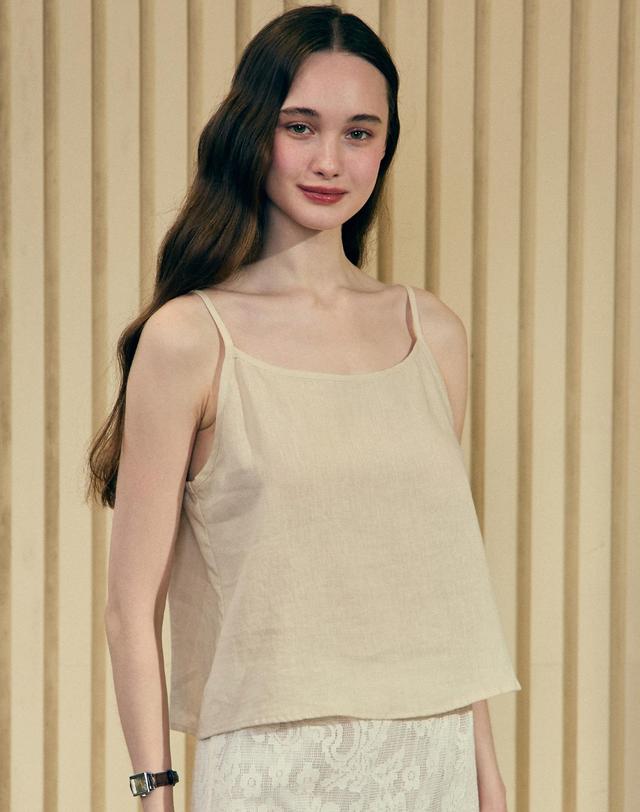 논로컬 Linen Basic Sleeveless - Light Beige 착용컷
