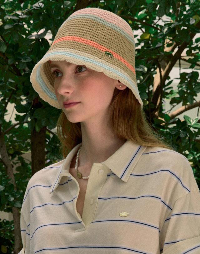 논로컬 Ripple Point Multi Stripe Bucket Hat - Beige Multi 착용컷