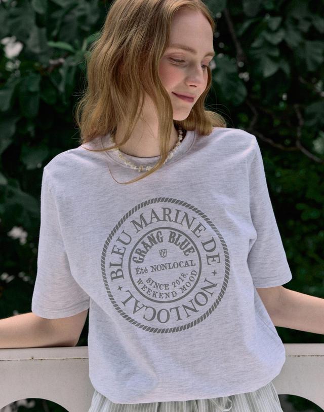 논로컬 Marine Rope Relax-fit T-shirt - Light Grey 착용컷