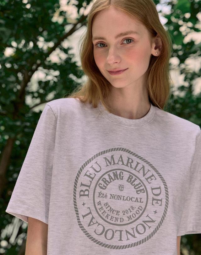 논로컬 Marine Rope Relax-fit T-shirt - Light Grey 착용컷