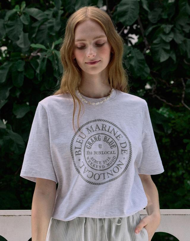 논로컬 Marine Rope Relax-fit T-shirt - Light Grey 착용컷