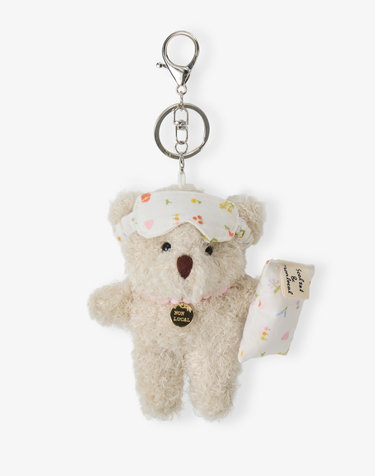 [논로컬 X 설찌] Blooming Floral Sleepy Bear Keyring - Light Beige