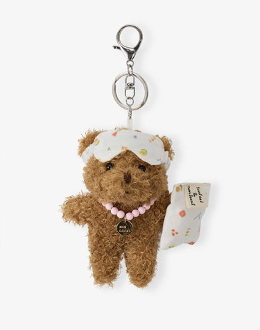 [논로컬 X 설찌] Blooming Floral Sleepy Bear Keyring - Brown