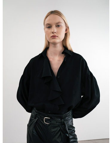 제인송 Black Open Collar Shirt (JUJB101)