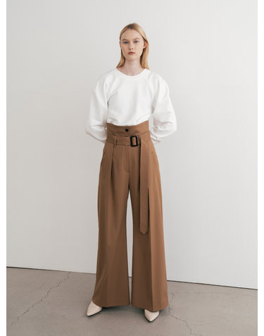 Wide-Leg Belted Trousers (JUJS207-70)