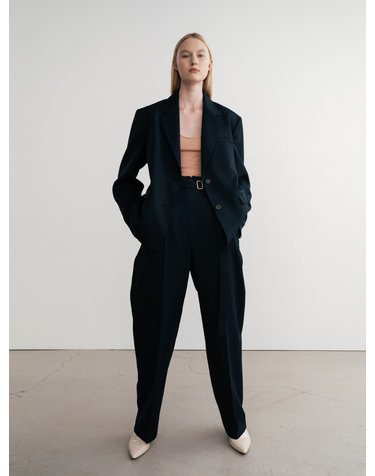 Wool Wide-Leg Belted Trousers (JUJS102)