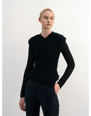 Black Cashmere Knit Vest (JUJN101)