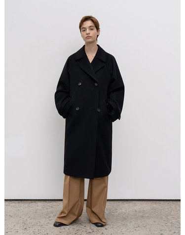 Black Double-Breasted Coat (JUJC104)