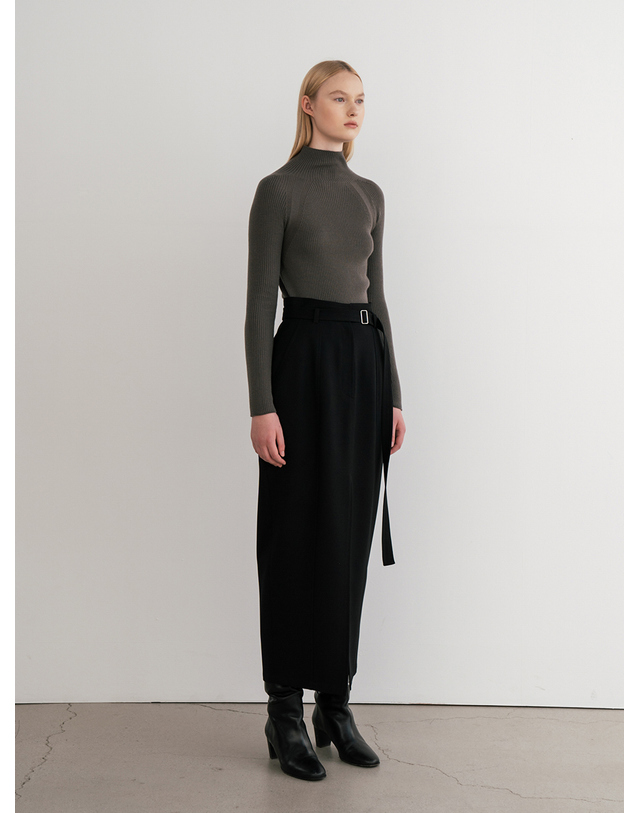 제인송 Front Slit Belted Skirt (JUJK101-15) 착용컷