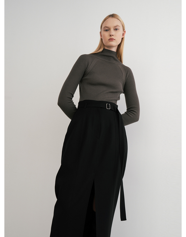 제인송 Front Slit Belted Skirt (JUJK101-15) 착용컷