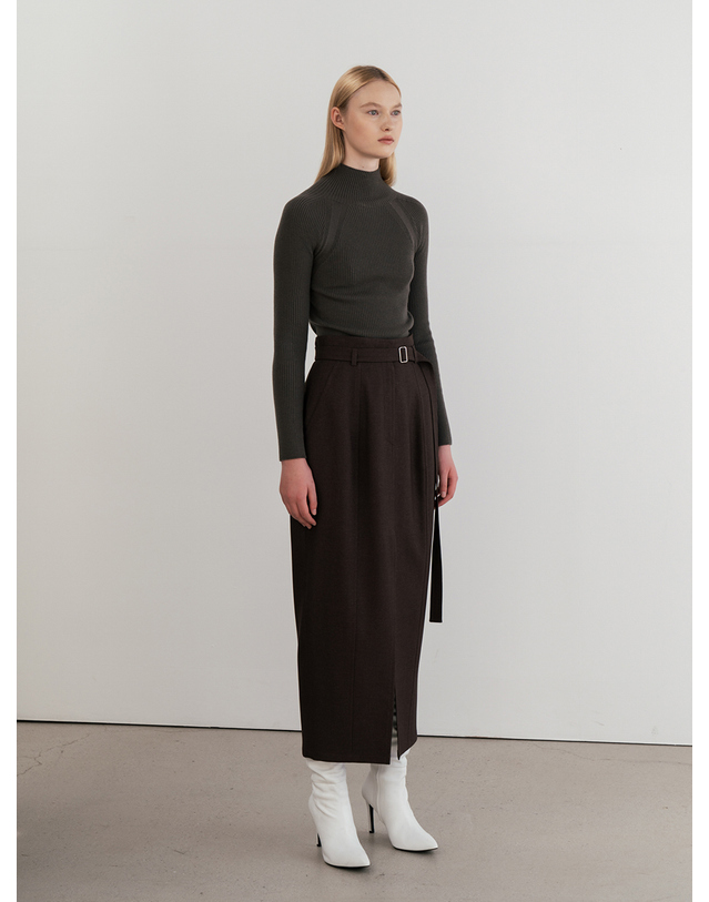 제인송 Front Slit Belted Skirt (JUJK101-65) 착용컷