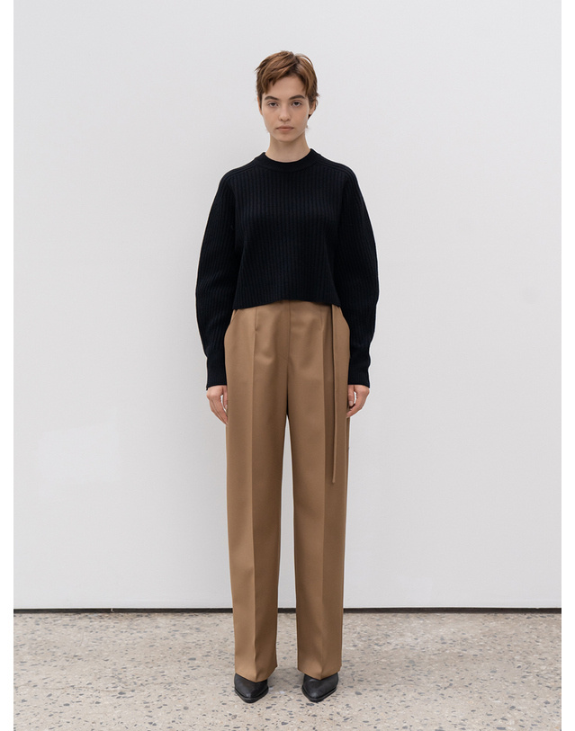 제인송 Wool Wide-Leg Belted Trousers (JUJS103) 착용컷