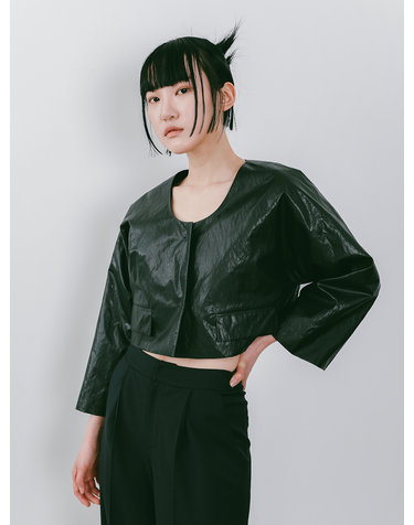 Vegan Leather Cropped Jacket (JVSB204)