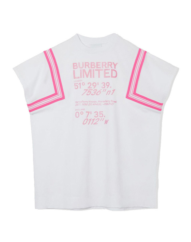 버버리 키즈 로고 프린팅 원피스 화이트 8039666 착용컷