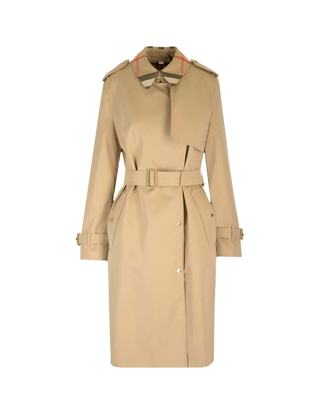버버리 25FW 샌드리지 SANDRIDGE 체크 트렌치코트 허니 8115484 착용컷