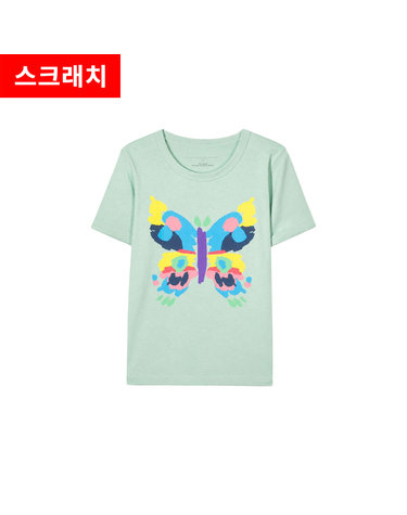 스크래치 키즈 여성 버터플라이 반팔 티셔츠 민트 602652 SQJC2 3442