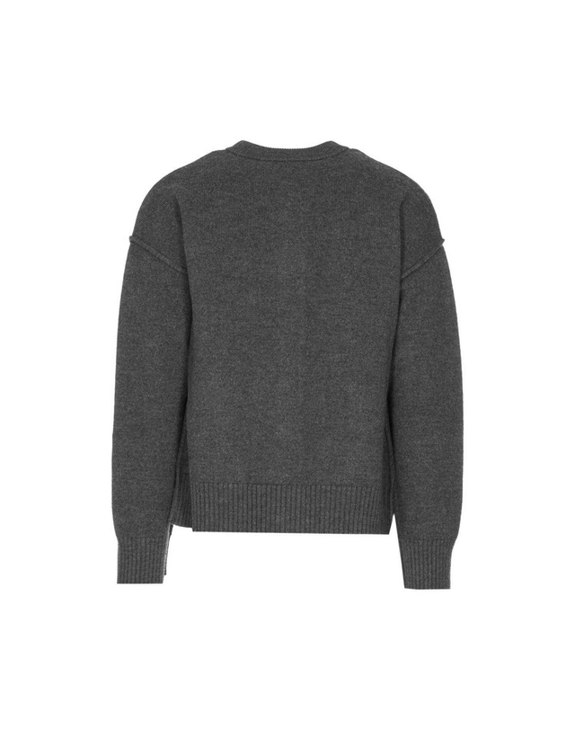 아미 25FW 하트 로고 울 가디건 다크그레이 UKC368 018 0504 착용컷