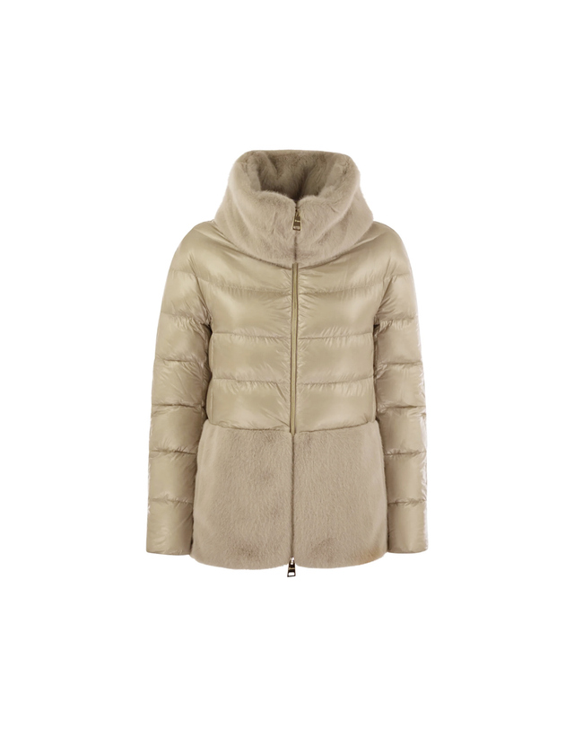 에르노 25FW 울트라 라이트 얼터너티브 퍼 케이프 자켓 베이지 PI001933D 12017Z 1985 착용컷