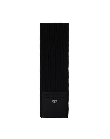 25FW 삼각로고 나일론 포켓 울 머플러 블랙 2FS106 1WTO F0002