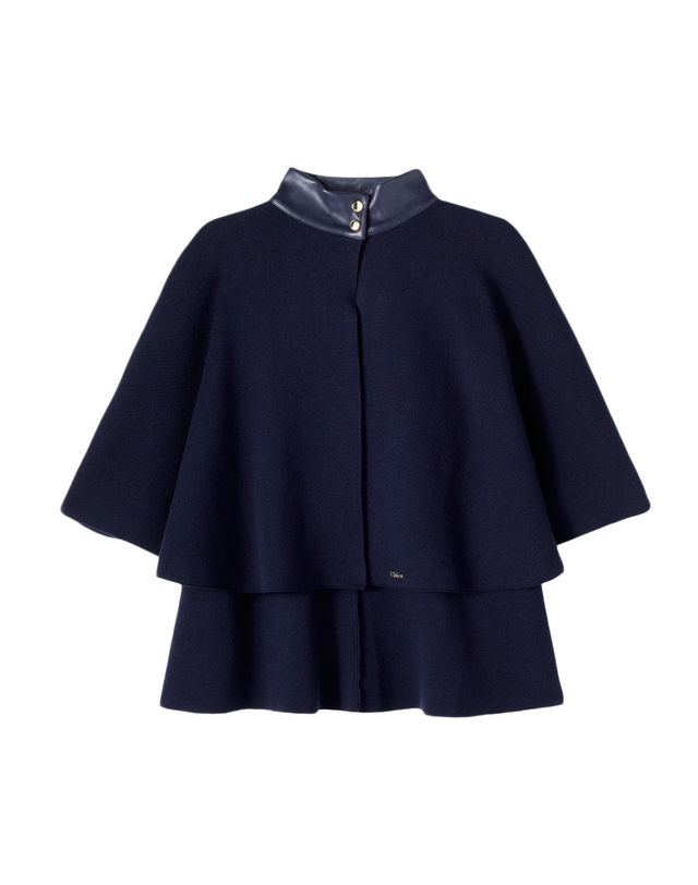끌로에 25FW 키즈 만텔라 MANTELLA 라나 울 케이프 네이비 C20662 859 착용컷