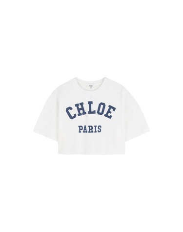 키즈 여성 로고 자수 크롭 반팔 티셔츠 오프화이트 C20862 117