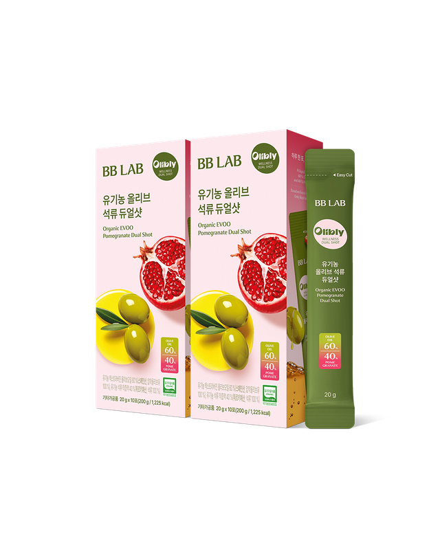 뉴트리원 비비랩 유기농 올리브엔 석류 샷 10포 2개 착용컷