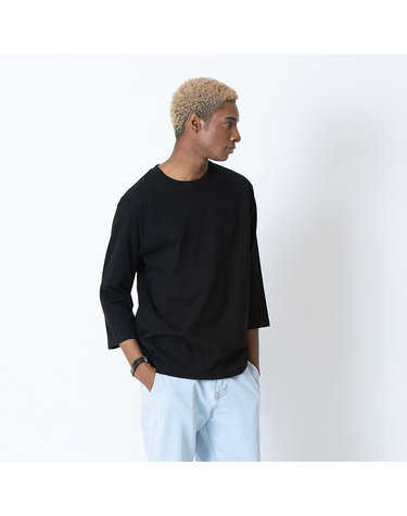 라운드넥 7부 티셔츠 Cropped Sleeve T (BLACK)