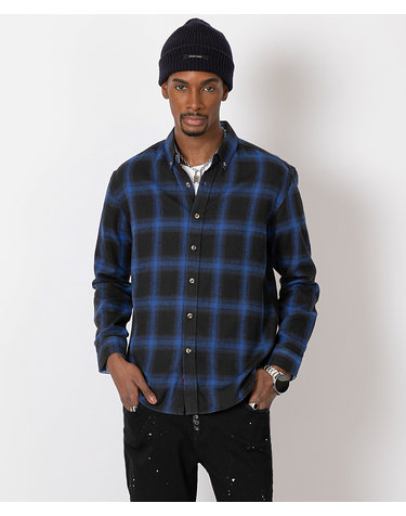 드롭 숄더 체크 셔츠 Drop Shoulder Check Shirt (BLUE_BLACK)