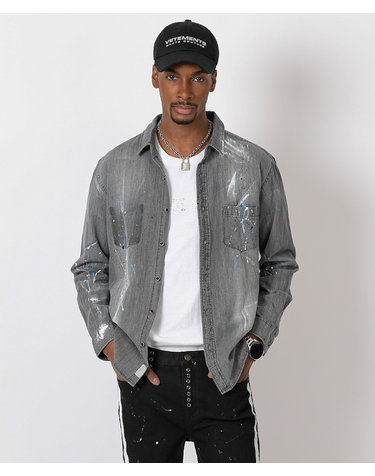 스플래시 데님 셔츠 Splash Denim Shirt (GREY)