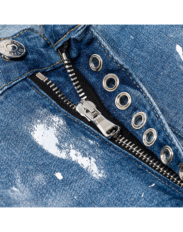 스트라이크 오렌지 페인트 블리치 워시 세버 진 STRIKE Orange Paint Bleach Wash Sever Jeans (SLIM) 착용컷